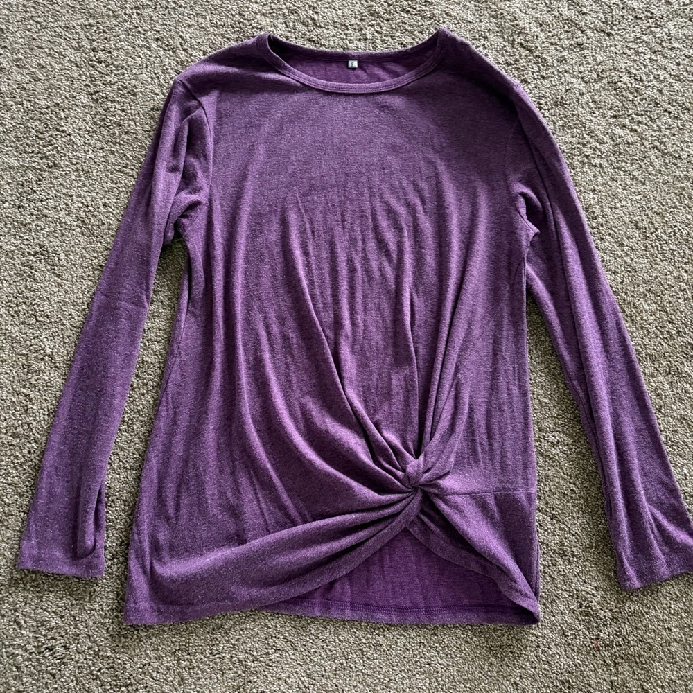 Purple Twist Front Long Sleeve Top